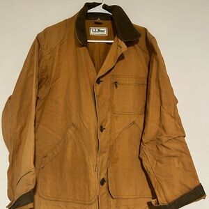 L.L. Bean Brown/Tan Canvas Field Jacket with Corduroy Collar
